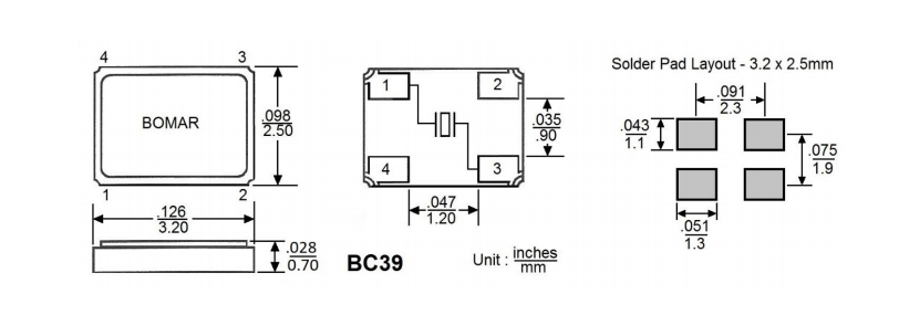 BC39EFD120-10.000000晶振,無源晶振,Bomar晶振,石英晶振